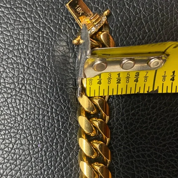 18k CUBAN LINK CHAIN AND BRACELET 18k GOLD PLATED 30" 9.5mm - Picture 7 of 16